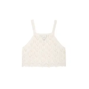 Mipounet Ines Cotton Openwork Top, Ecru