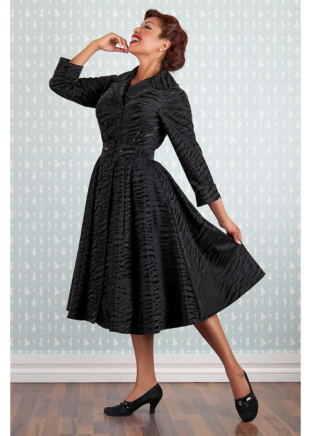 Miss Candyfloss Magena Lou Tiger 50's Swing Jas Jurk Zwart