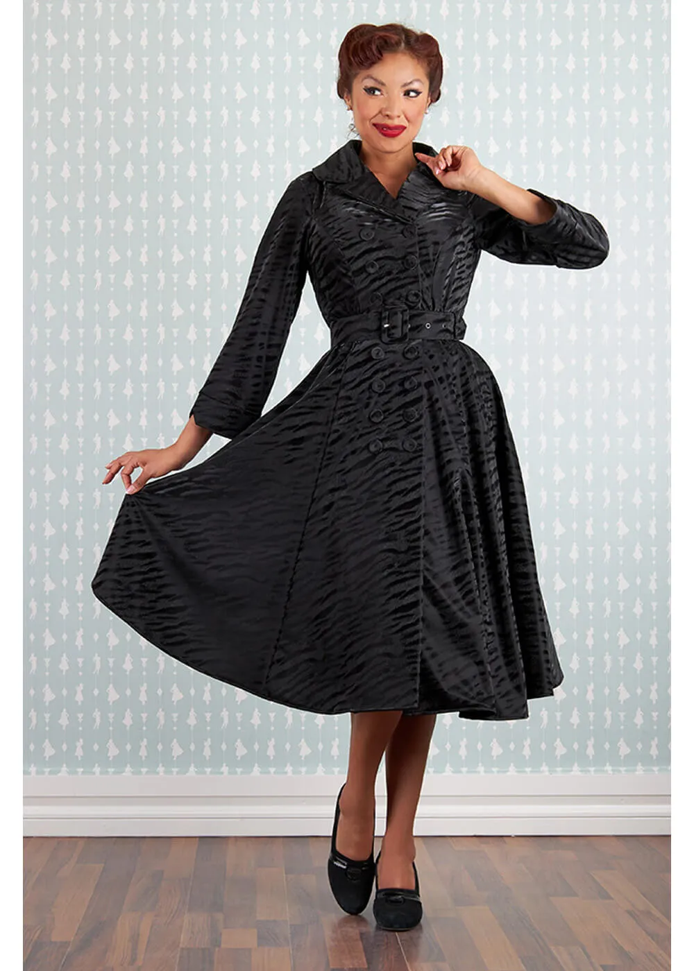 Miss Candyfloss Magena Lou Tiger 50's Swing Jas Jurk Zwart