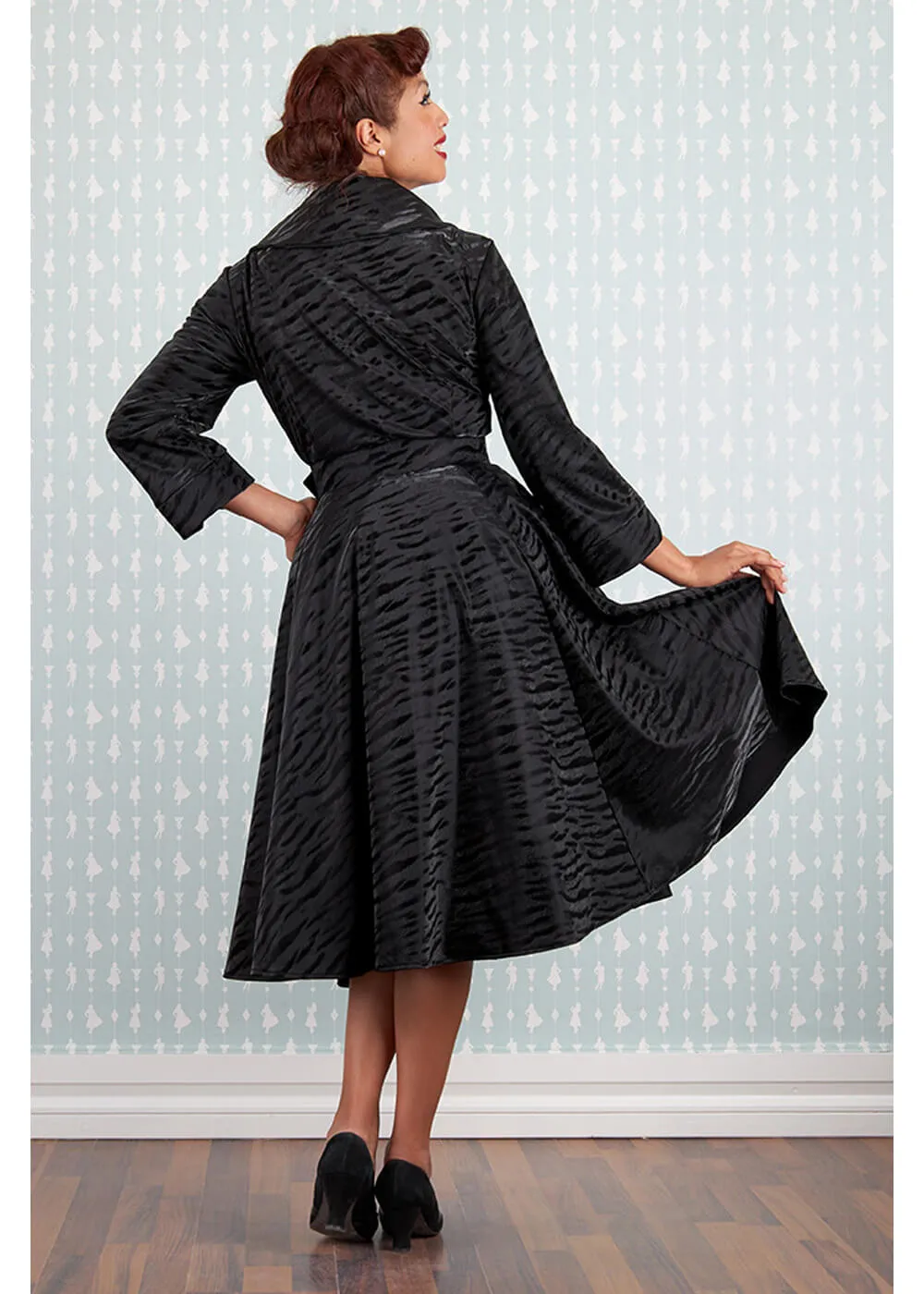 Miss Candyfloss Magena Lou Tiger 50's Swing Jas Jurk Zwart