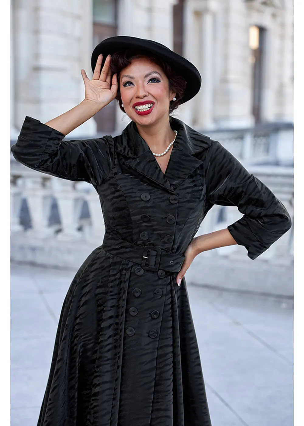 Miss Candyfloss Magena Lou Tiger 50's Swing Jas Jurk Zwart