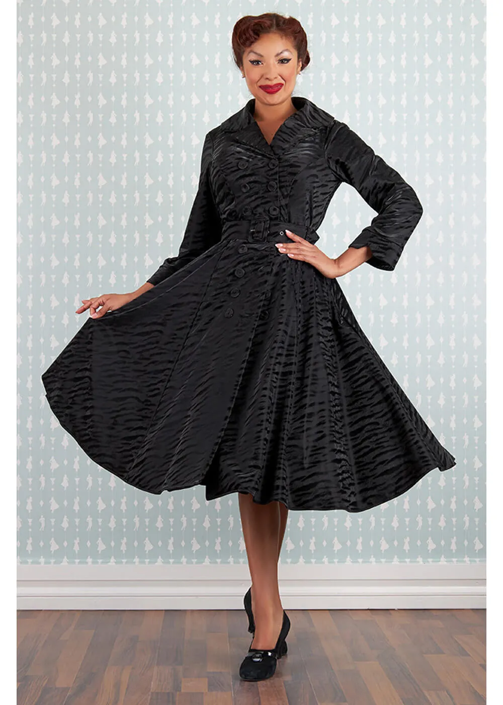Miss Candyfloss Magena Lou Tiger 50's Swing Jas Jurk Zwart