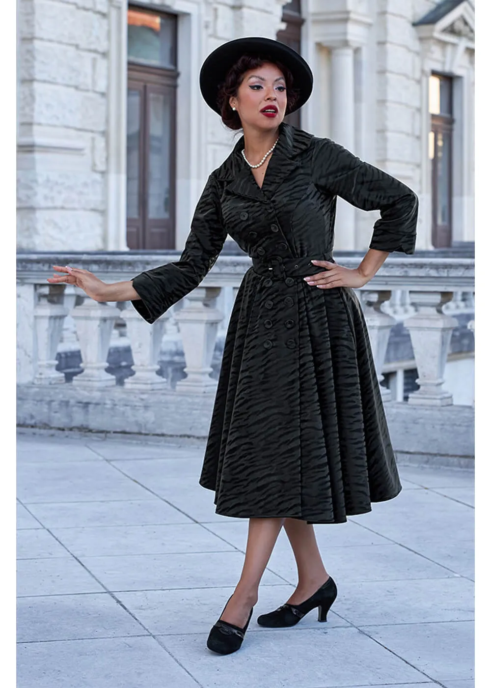 Miss Candyfloss Magena Lou Tiger 50's Swing Jas Jurk Zwart