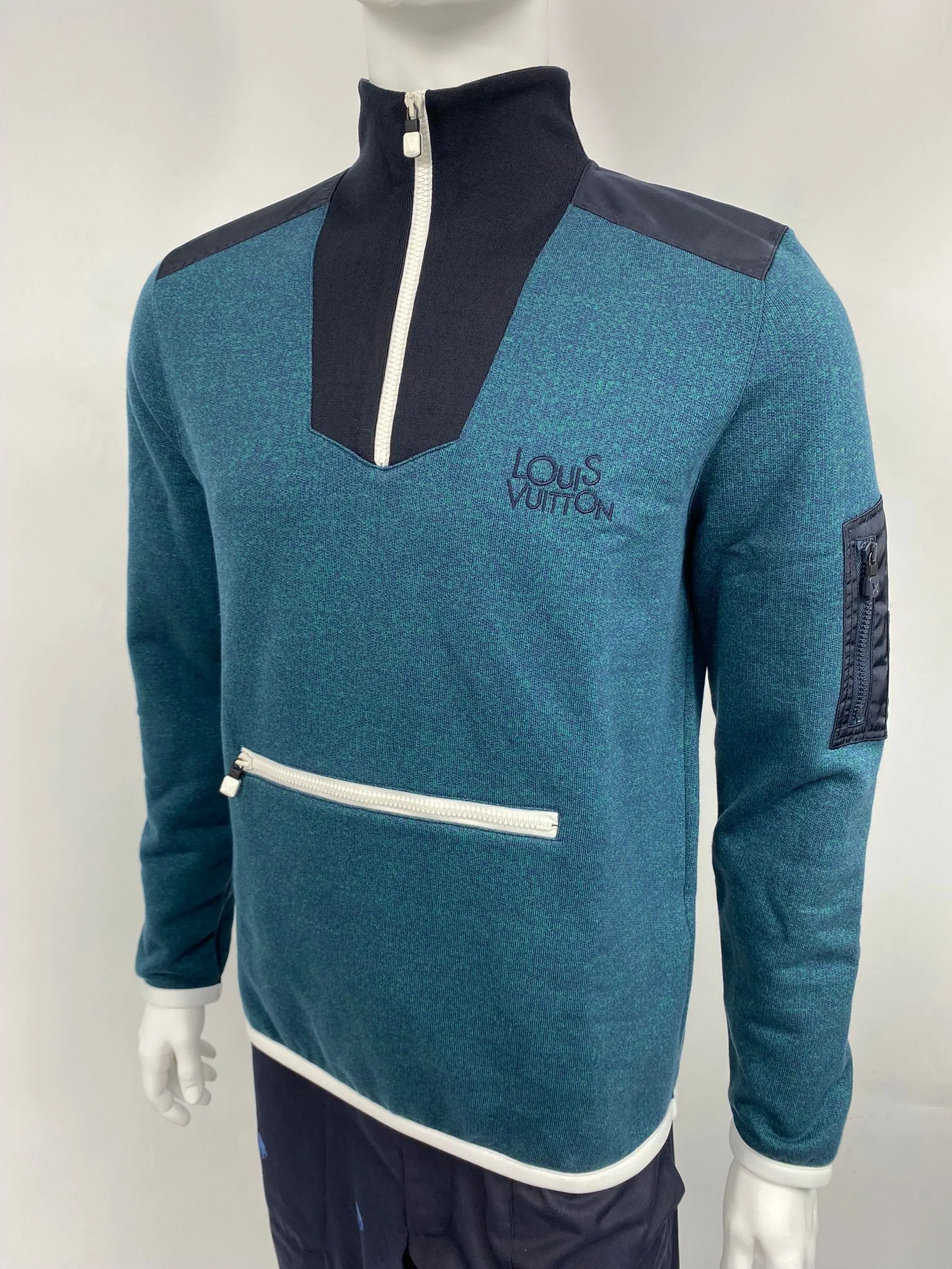 Mix Nylon Half Zip Sweatshirt