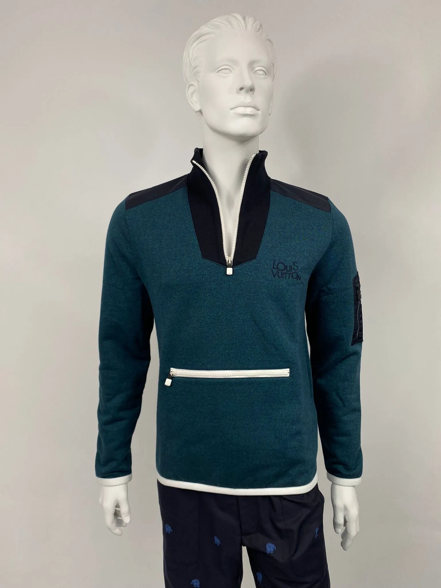 Mix Nylon Half Zip Sweatshirt