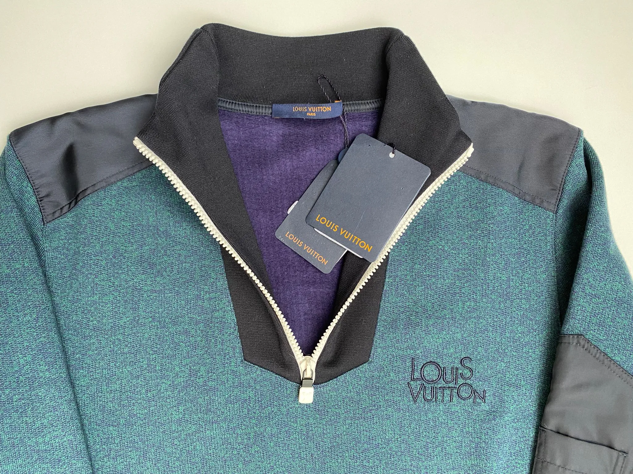 Mix Nylon Half Zip Sweatshirt