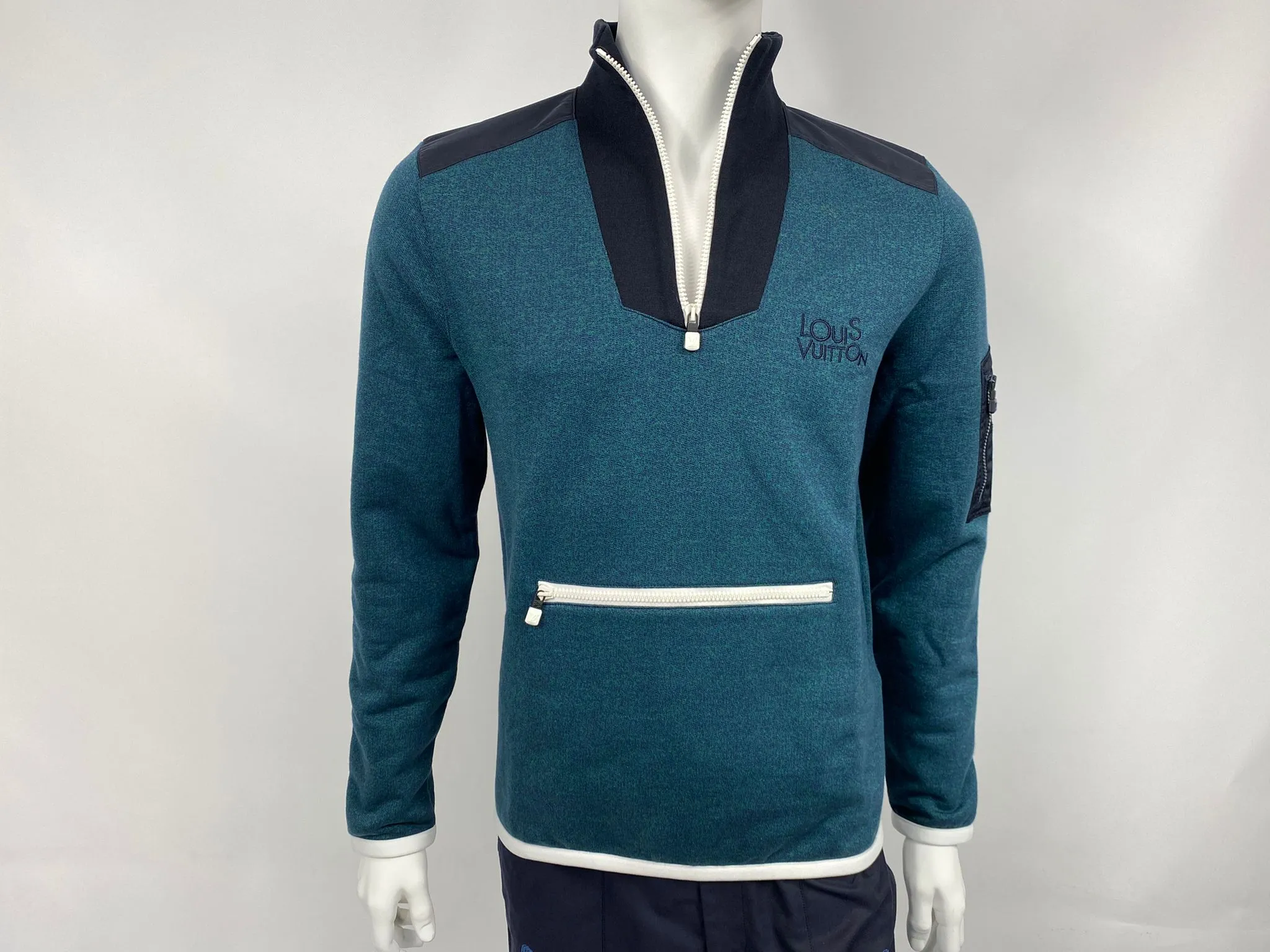 Mix Nylon Half Zip Sweatshirt