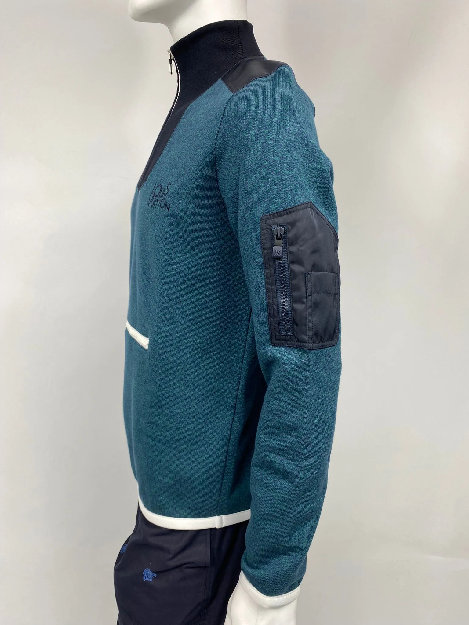Mix Nylon Half Zip Sweatshirt