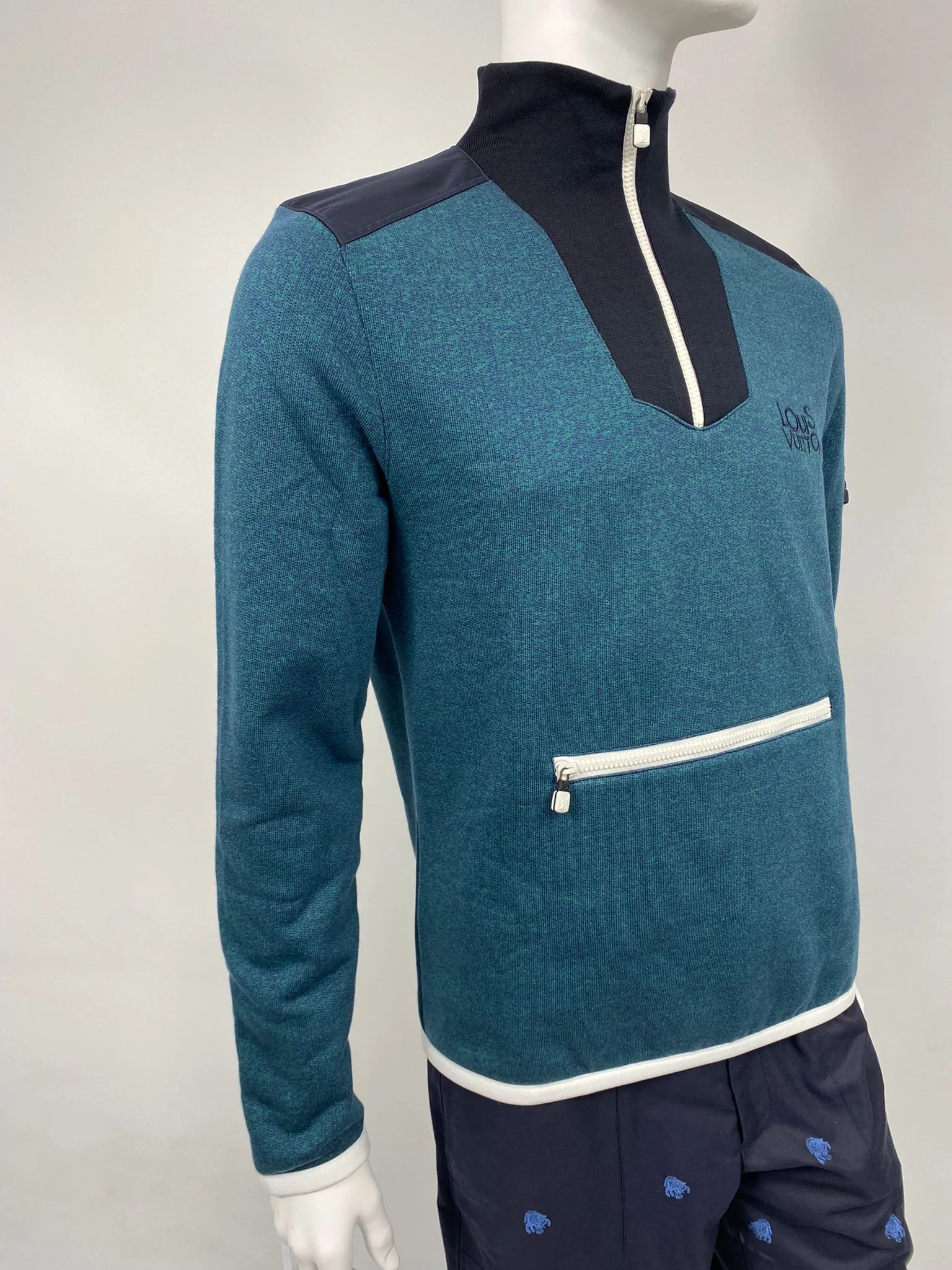 Mix Nylon Half Zip Sweatshirt