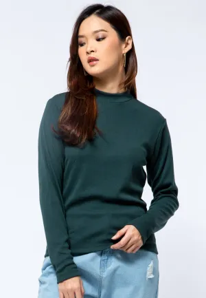 Mock Neck Long Sleeve T-shirt Dark Forest