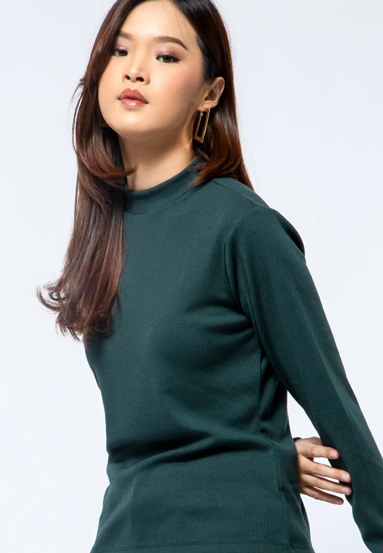 Mock Neck Long Sleeve T-shirt Dark Forest