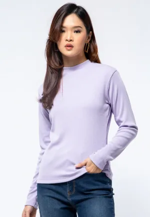 Mock Neck Long Sleeve T-shirt Lavender