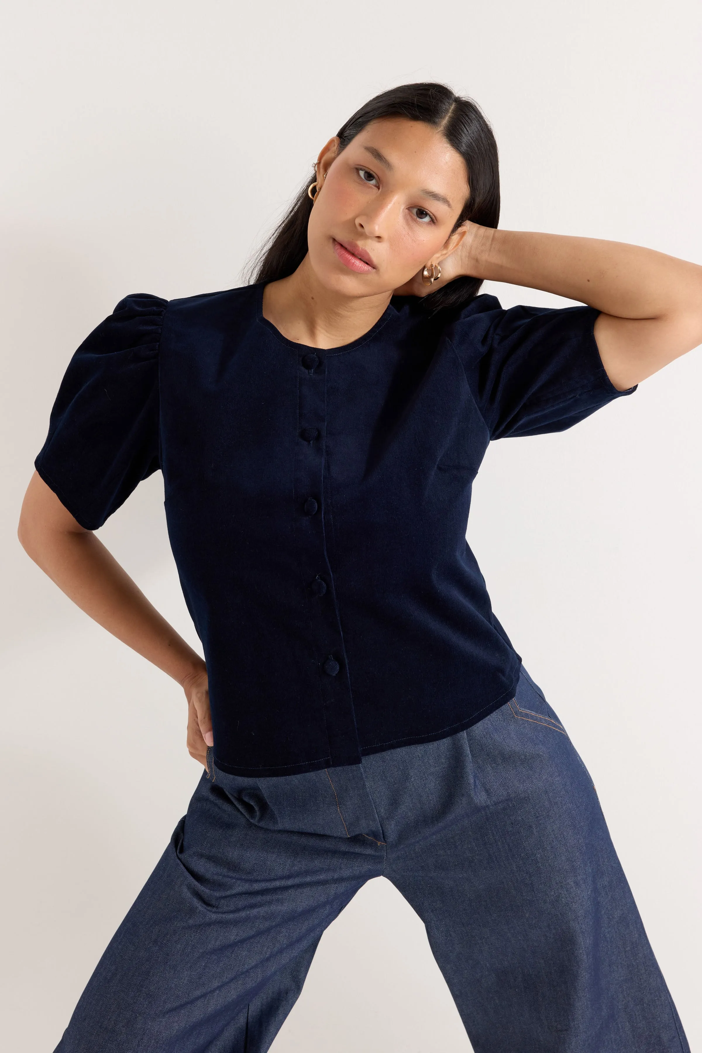Moonflower Shirt - Navy Cord
