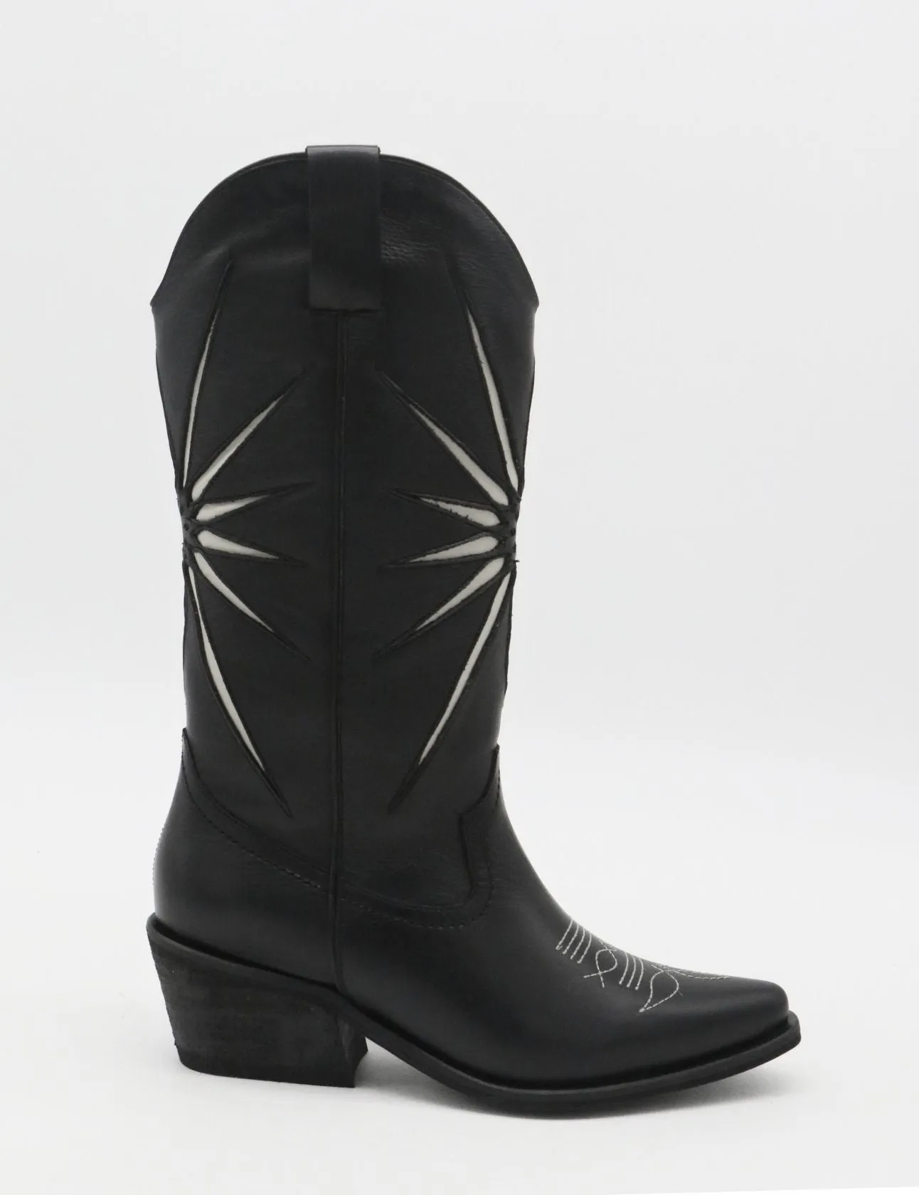 Moonrise western cowboy boots in black leather womens shoes