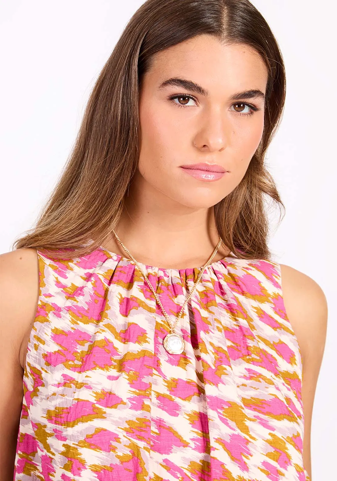 Multi Print High Neck Top - Multicolour