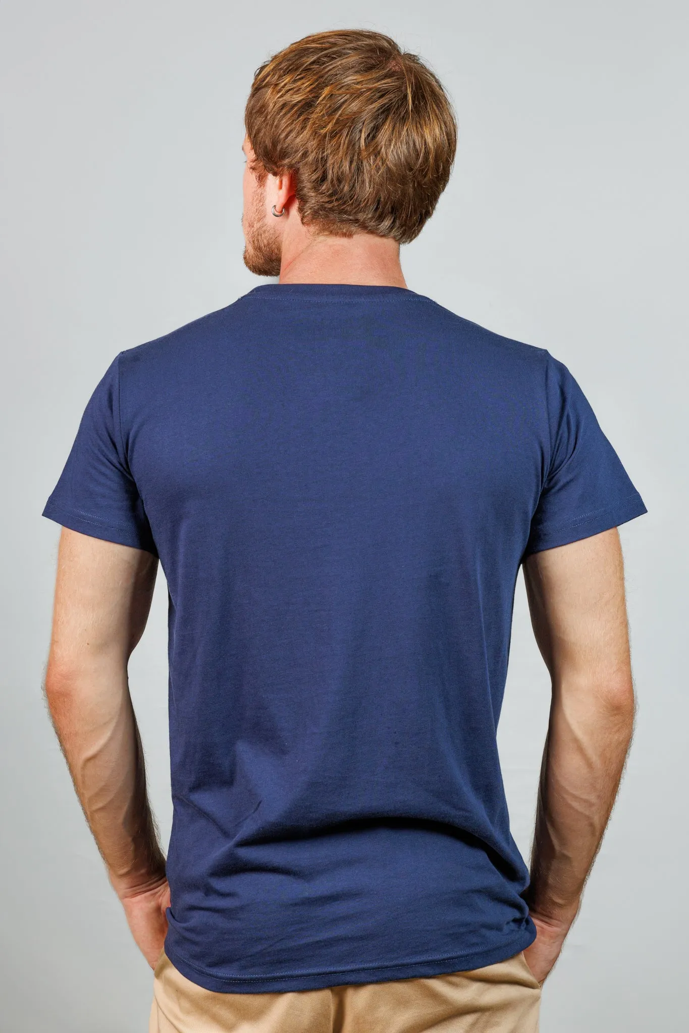 Navy Blue Cotton Crew Neck T-Shirt