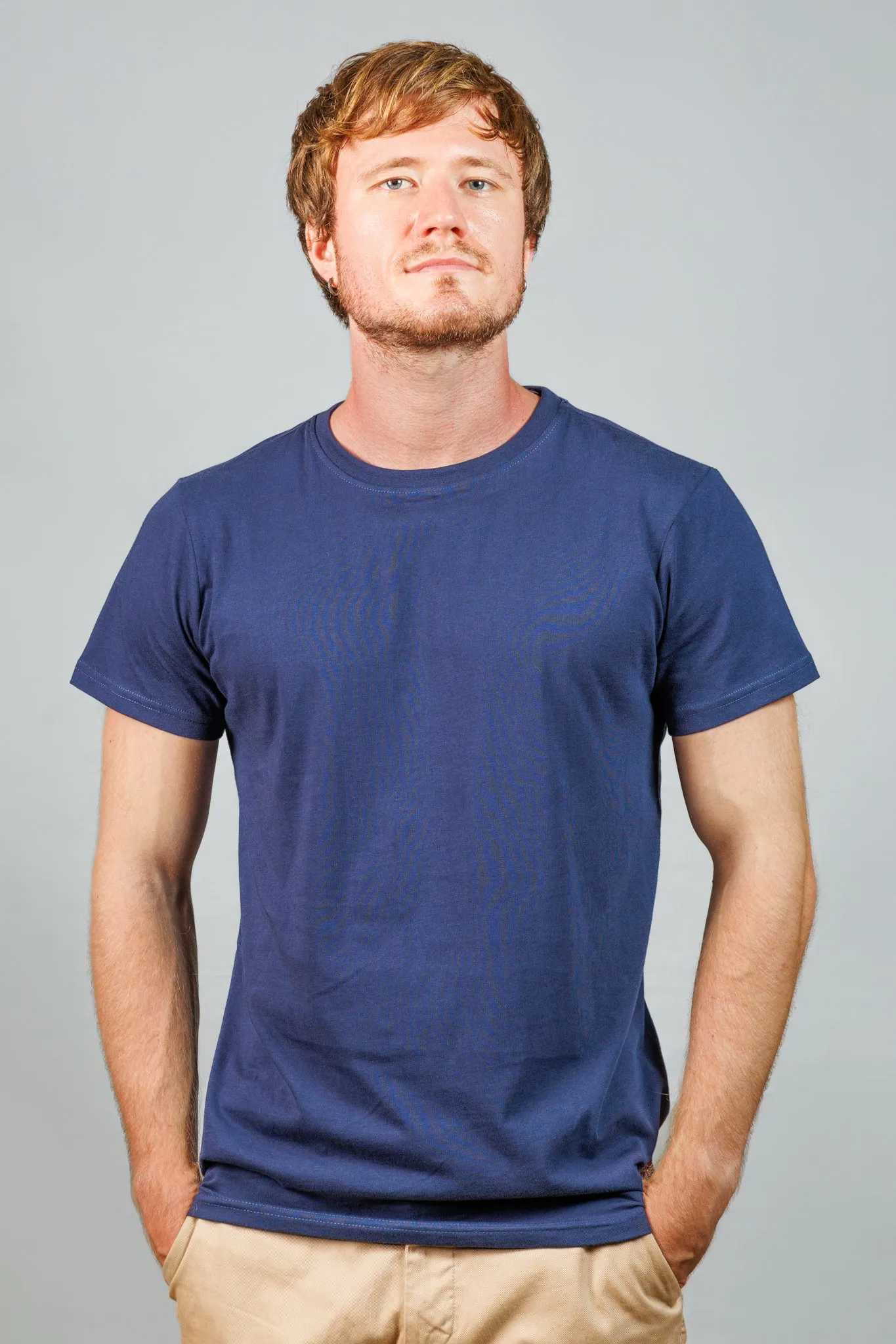 Navy Blue Cotton Crew Neck T-Shirt