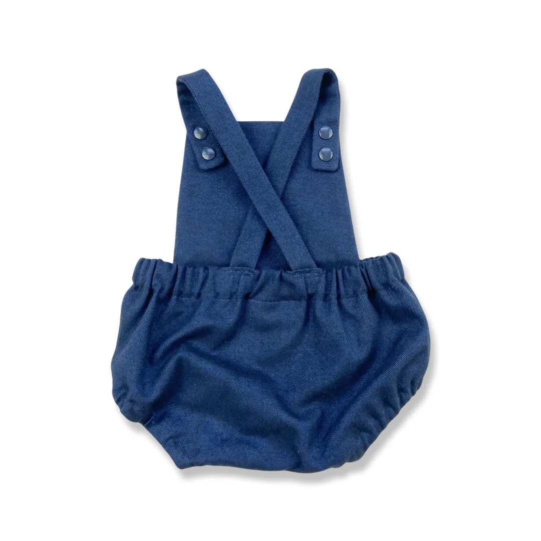 NAVY FLANNEL SHORT ROMPER