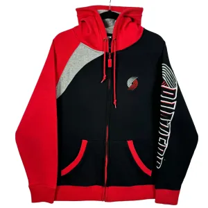 NBA Portland Trail Blazers Red Black & Grey Full Zip Cotton Hoodie Size M