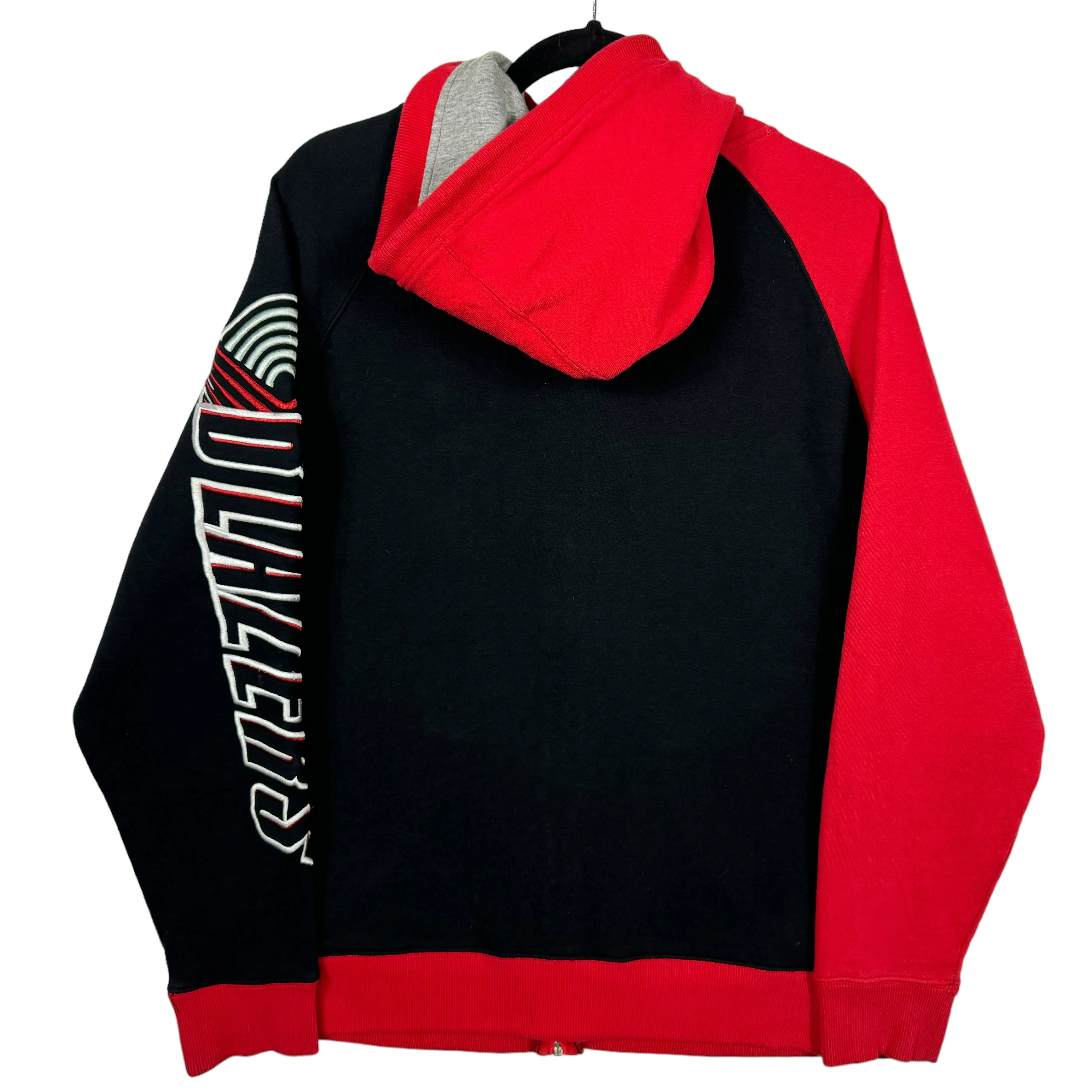 NBA Portland Trail Blazers Red Black & Grey Full Zip Cotton Hoodie Size M