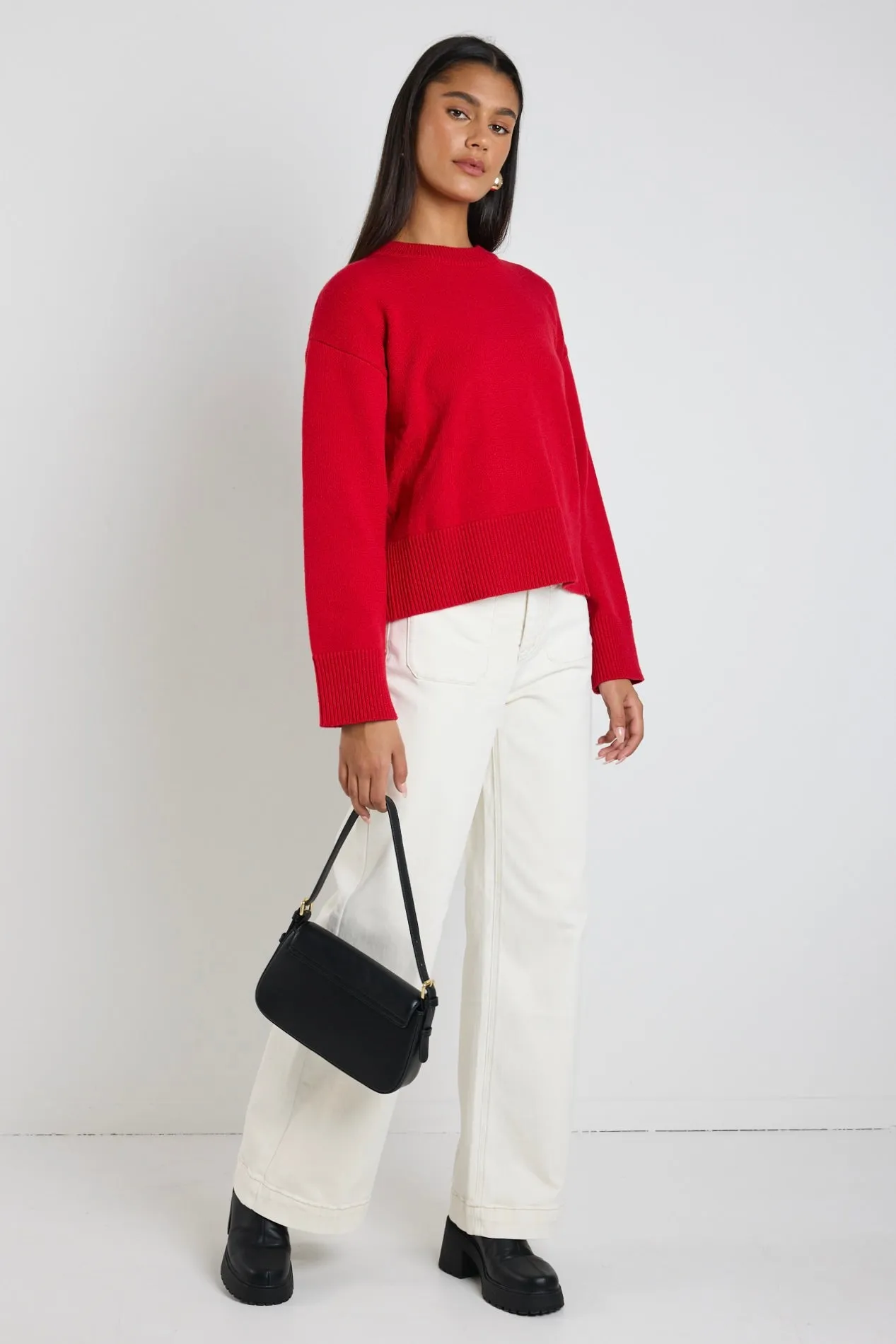 Negative Red Crew Neck Jumper