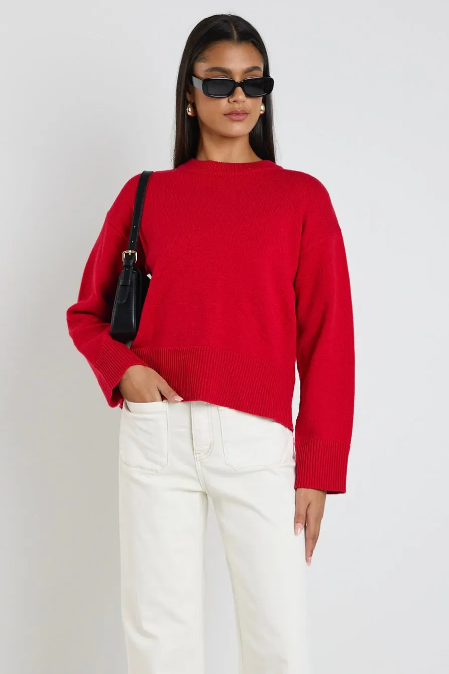 Negative Red Crew Neck Jumper