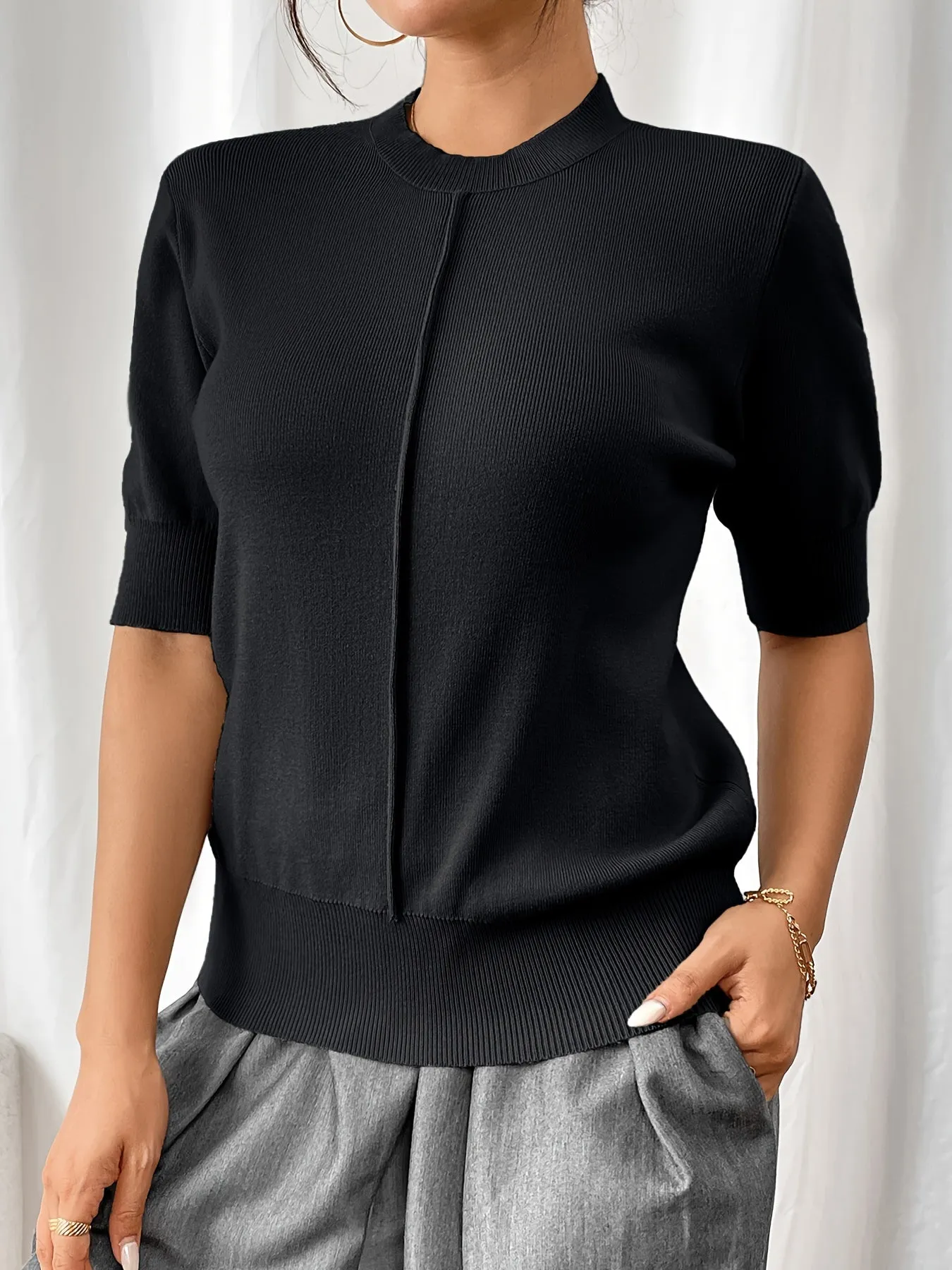 Nerissa | Ribbed Short-Sleeve Top