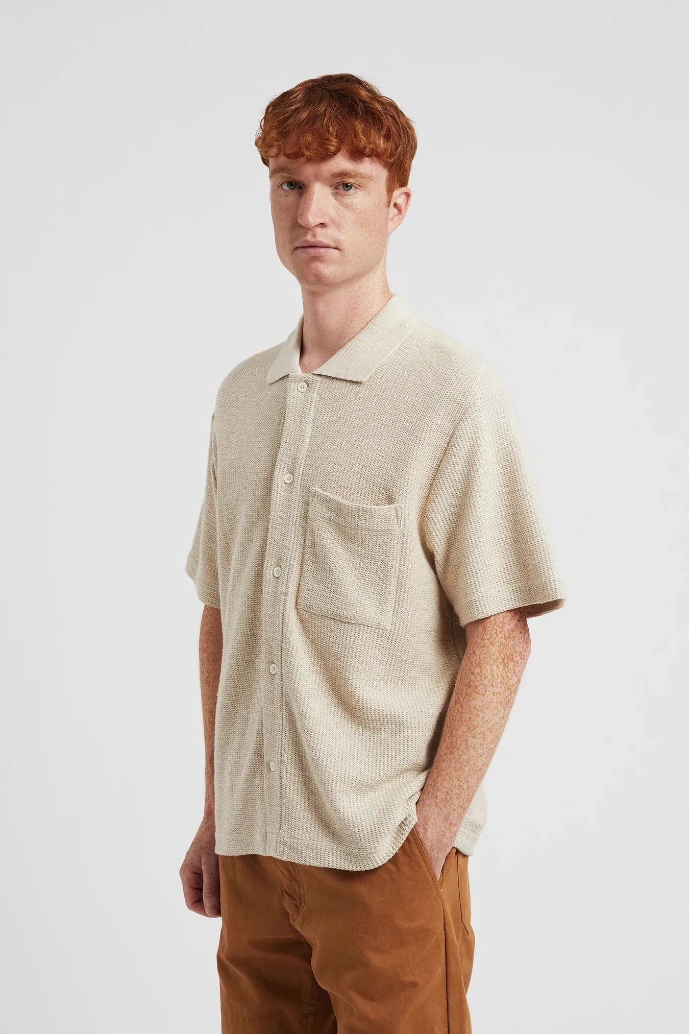 Norse Projects - Gustav Crochet Jersey Shirt - Oatmeal