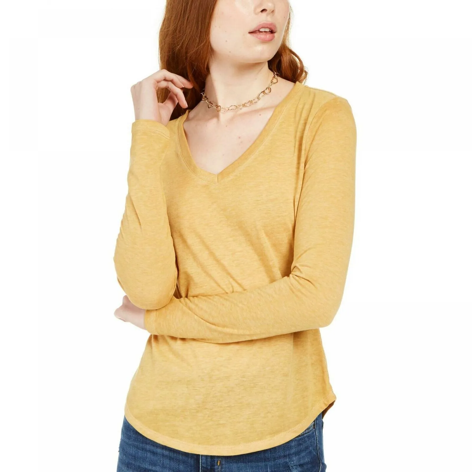 NWT Ultra Flirt Women's Long Sleeve Textured Boyfriend T-Shirt. RK312906MC Small