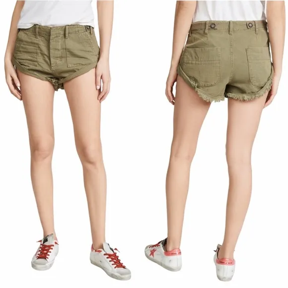 One Teaspoon Militaire Bandits Cargo Khaki Denim Shorts - 31