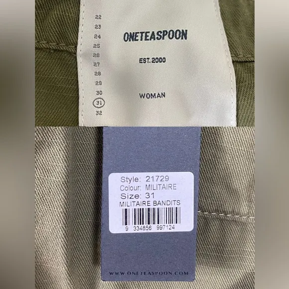 One Teaspoon Militaire Bandits Cargo Khaki Denim Shorts - 31