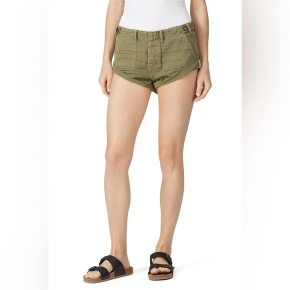 One Teaspoon Militaire Bandits Cargo Khaki Denim Shorts - 31