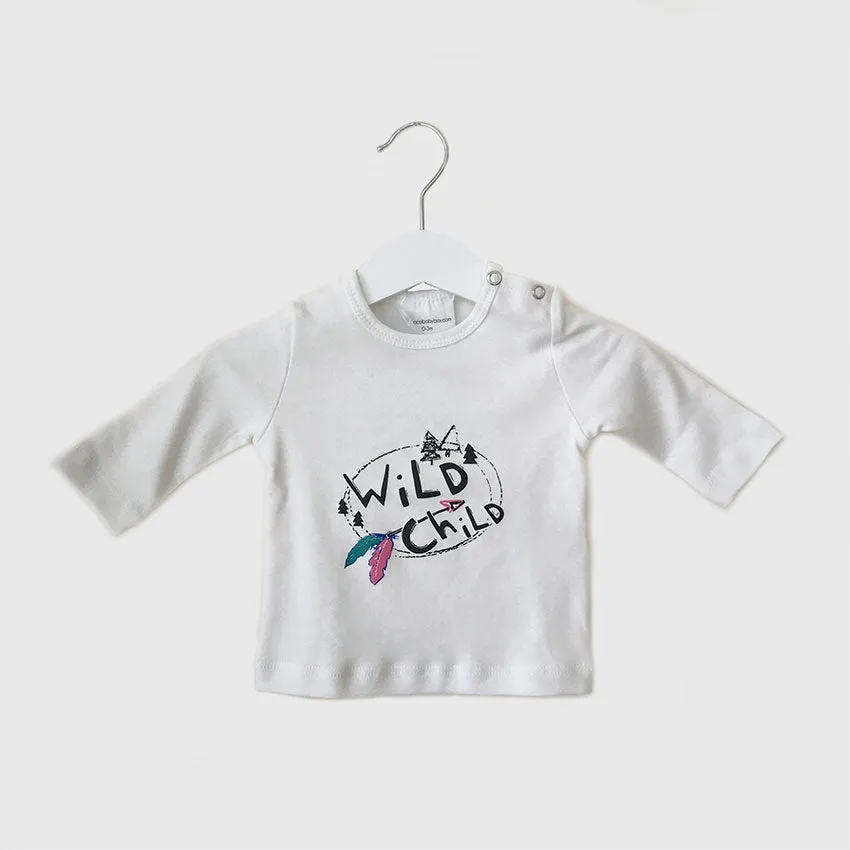 Organic Baby Clothes 3 Piece Set | Wild Child Feather Print | Dress | Tshirt | Leggings