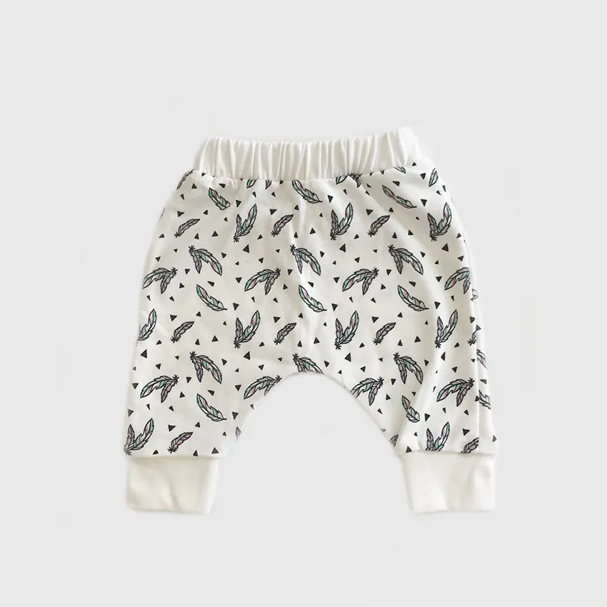 Organic Baby Clothes 3 Piece Set | Wild Child Feather Print | Dress | Tshirt | Leggings