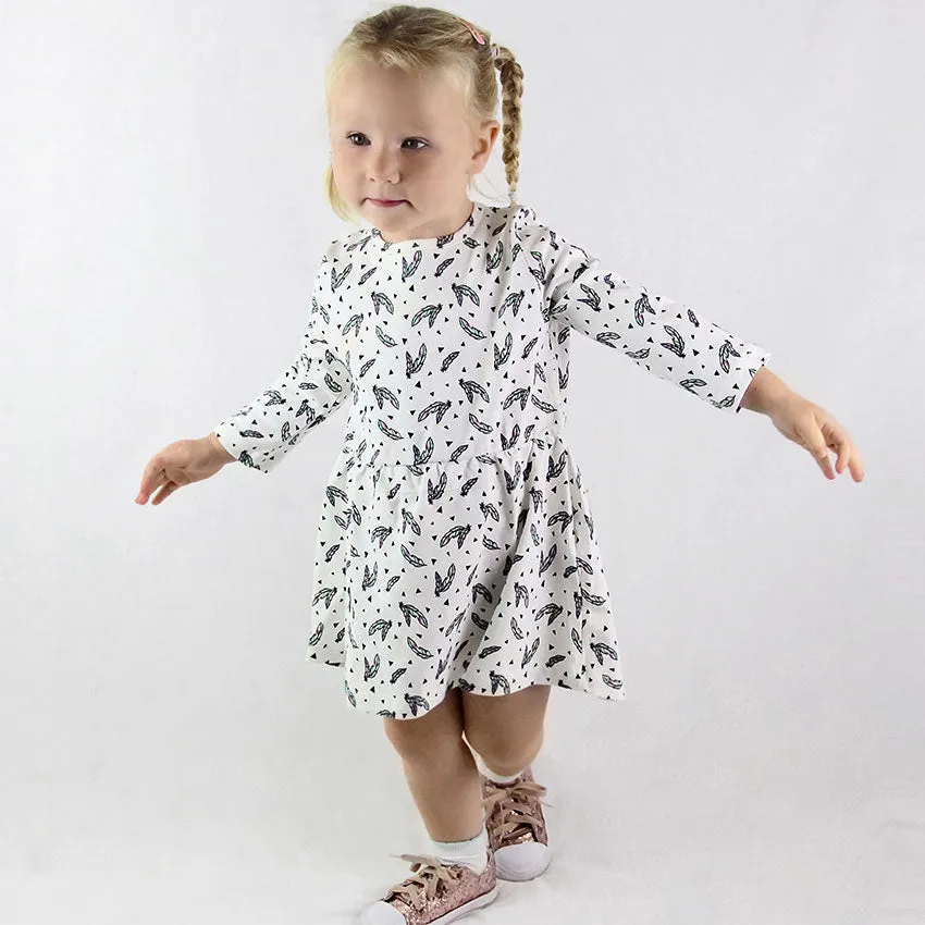 Organic Baby Clothes 3 Piece Set | Wild Child Feather Print | Dress | Tshirt | Leggings