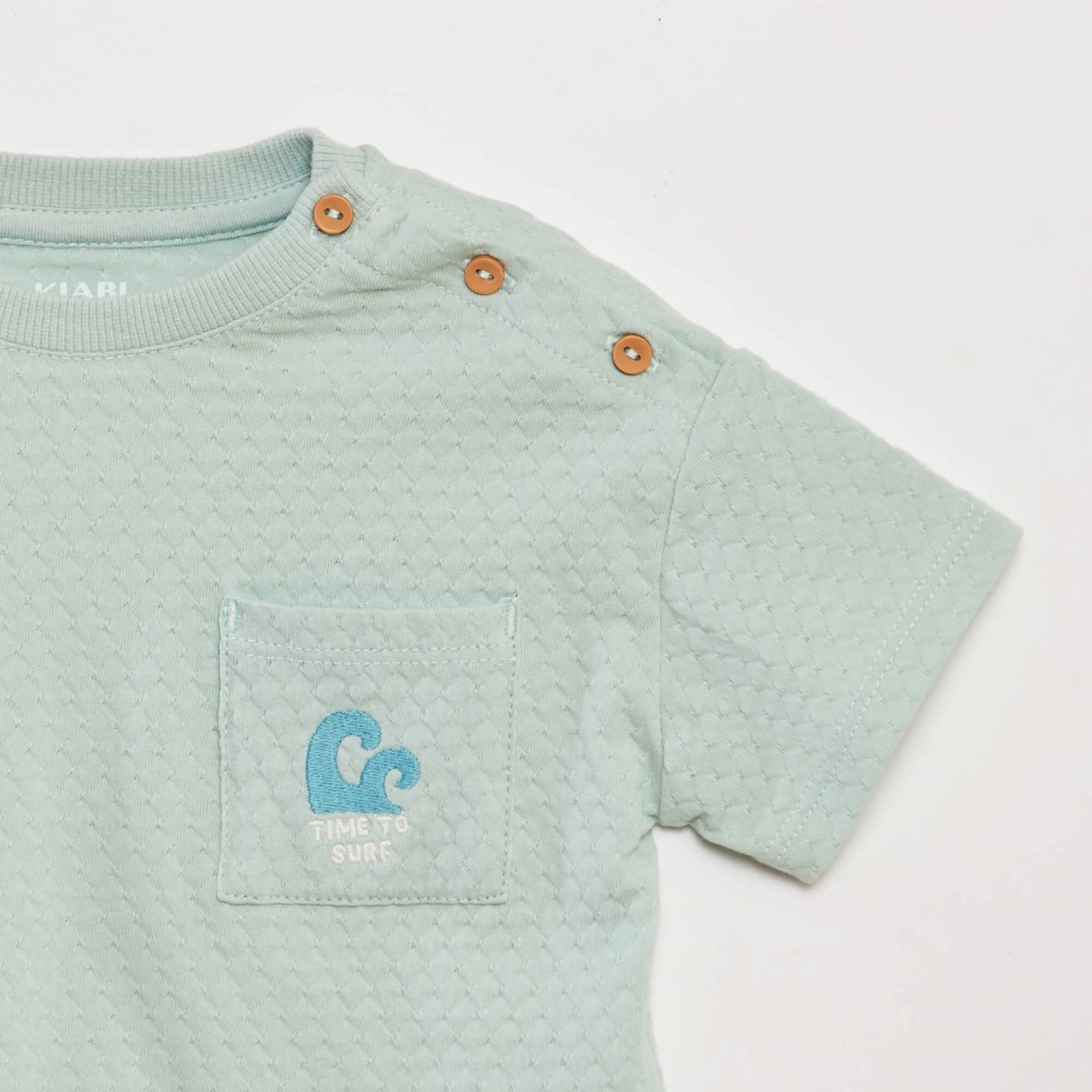 Oversized textured T-shirt BLUE