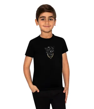 PANTHER GOLD CHAIN PATCH BLACK T-SHIRT KIDS