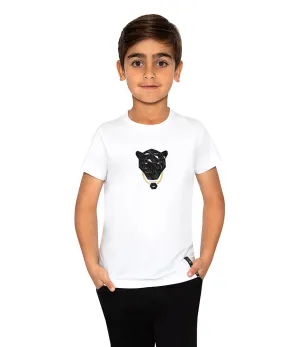 PANTHER GOLD CHAIN PATCH WHITE T-SHIRT KIDS