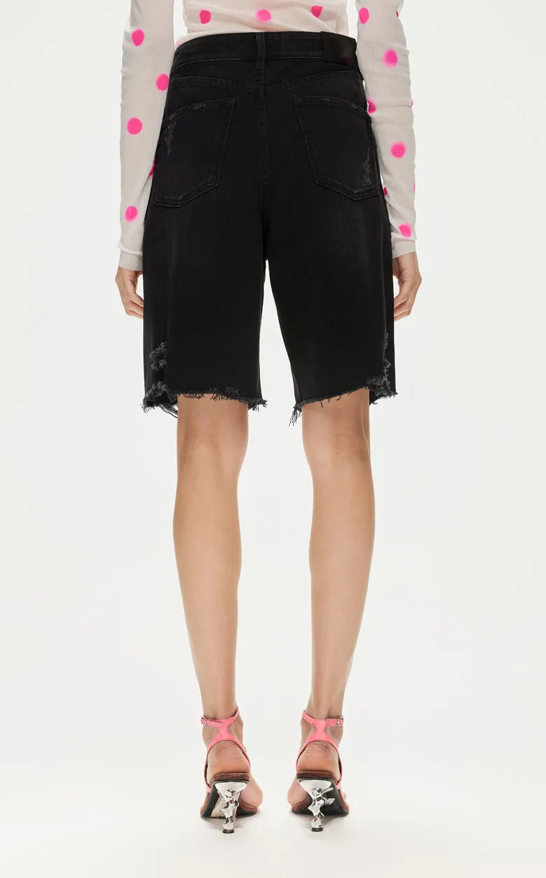Pants / JNBY Loose Fit Washed Raw Edge Denim Shorts