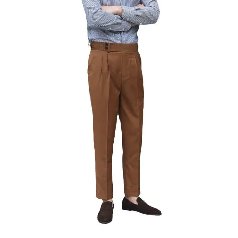 PARIS BUCKLE FLANGING SLIM SUIT PANTS