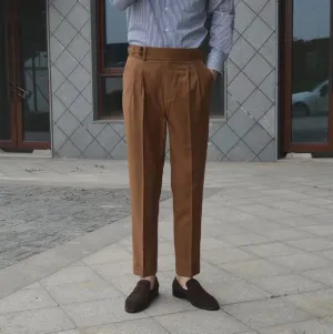 PARIS BUCKLE FLANGING SLIM SUIT PANTS