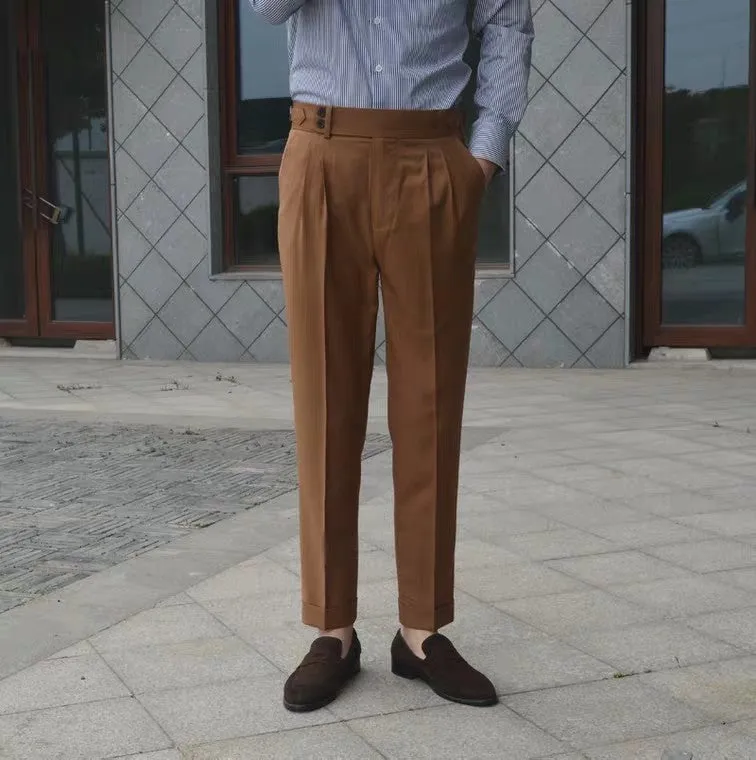 PARIS BUCKLE FLANGING SLIM SUIT PANTS