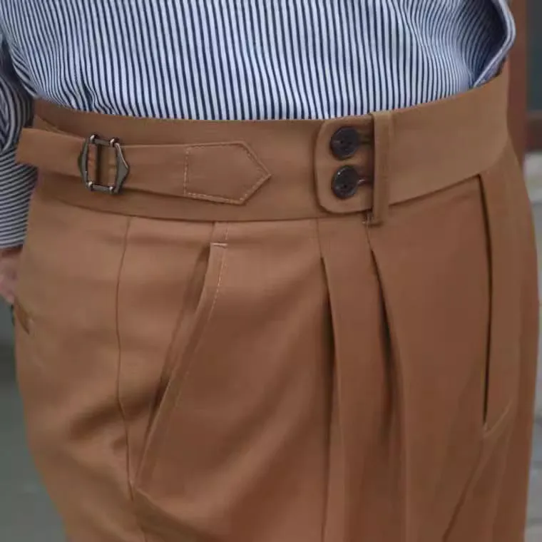 PARIS BUCKLE FLANGING SLIM SUIT PANTS