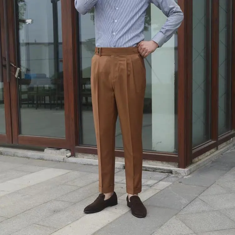 PARIS BUCKLE FLANGING SLIM SUIT PANTS