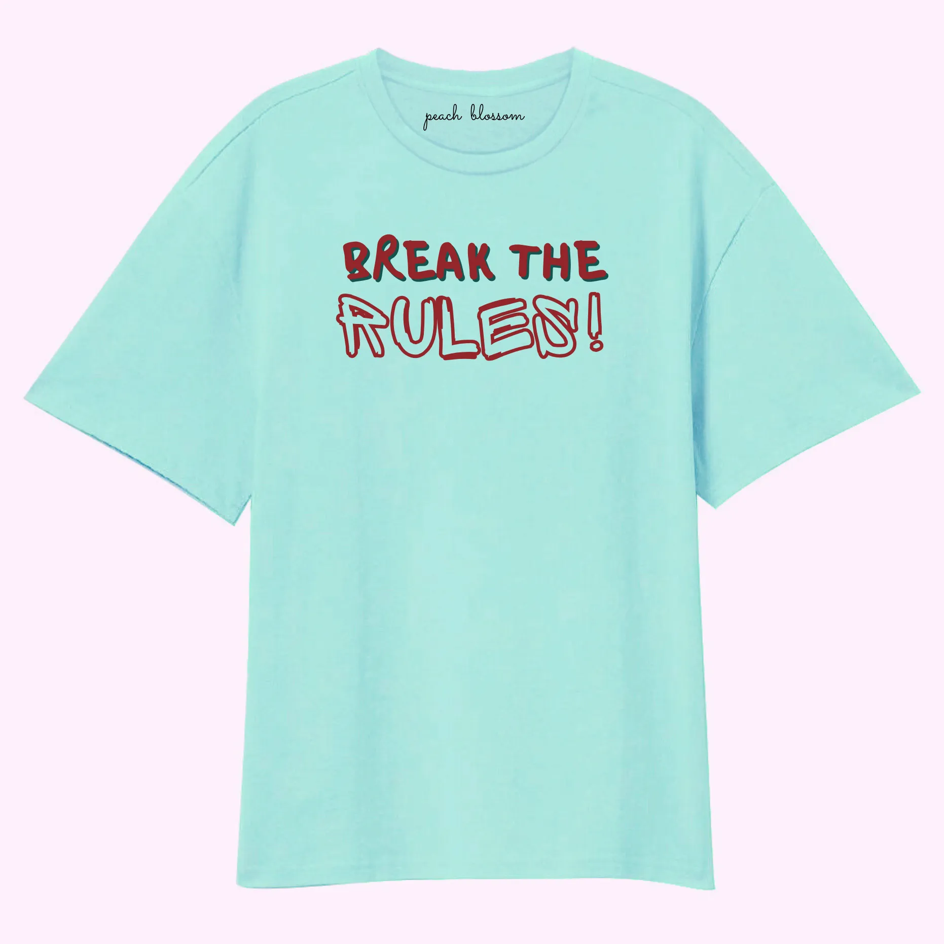 Peach Blossom Women's Printed Over-sized  Tshirt | Cotton Half Sleeve LT Green Color T-Shirt | Break The rules