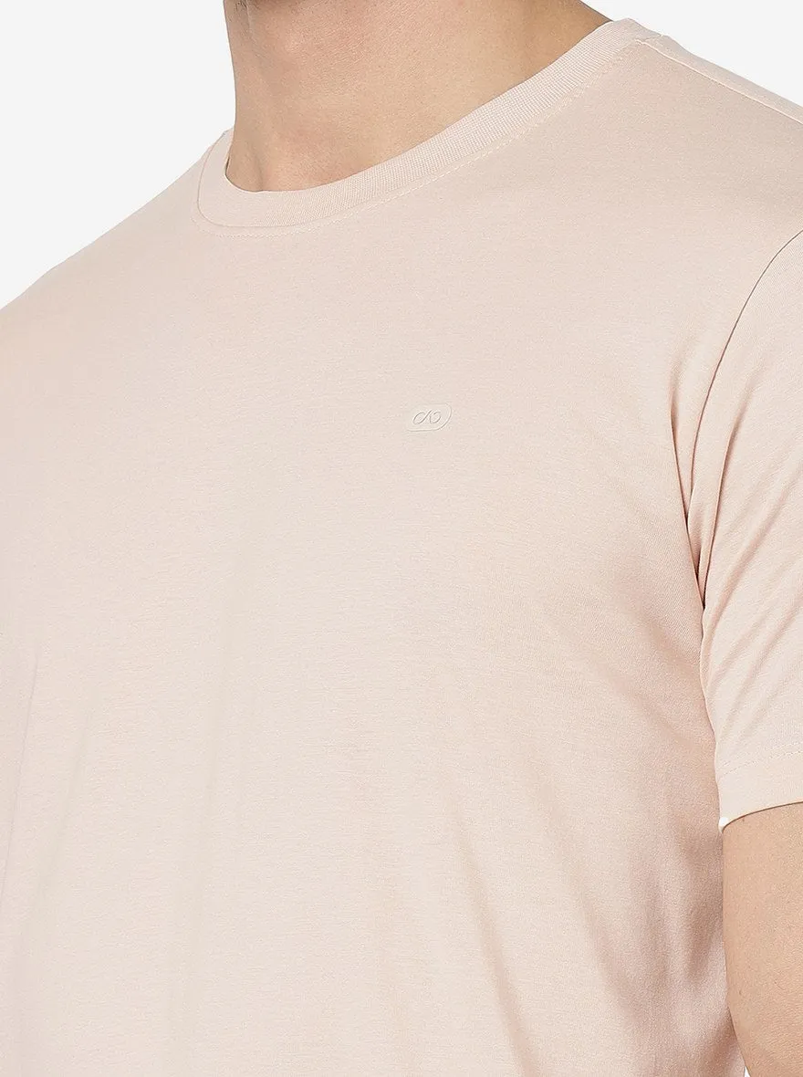 Peach Solid Slim Fit T-Shirt | JadeBlue