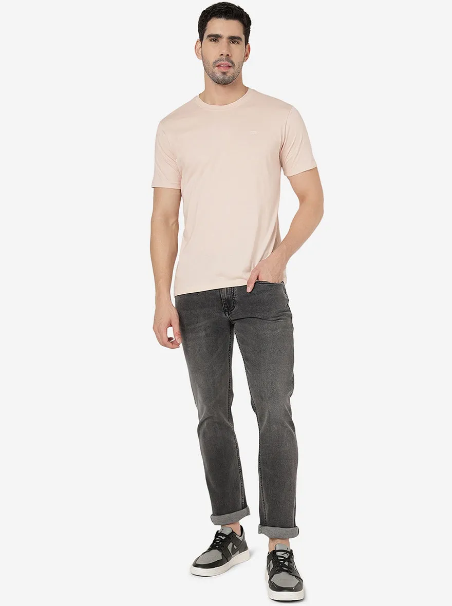 Peach Solid Slim Fit T-Shirt | JadeBlue