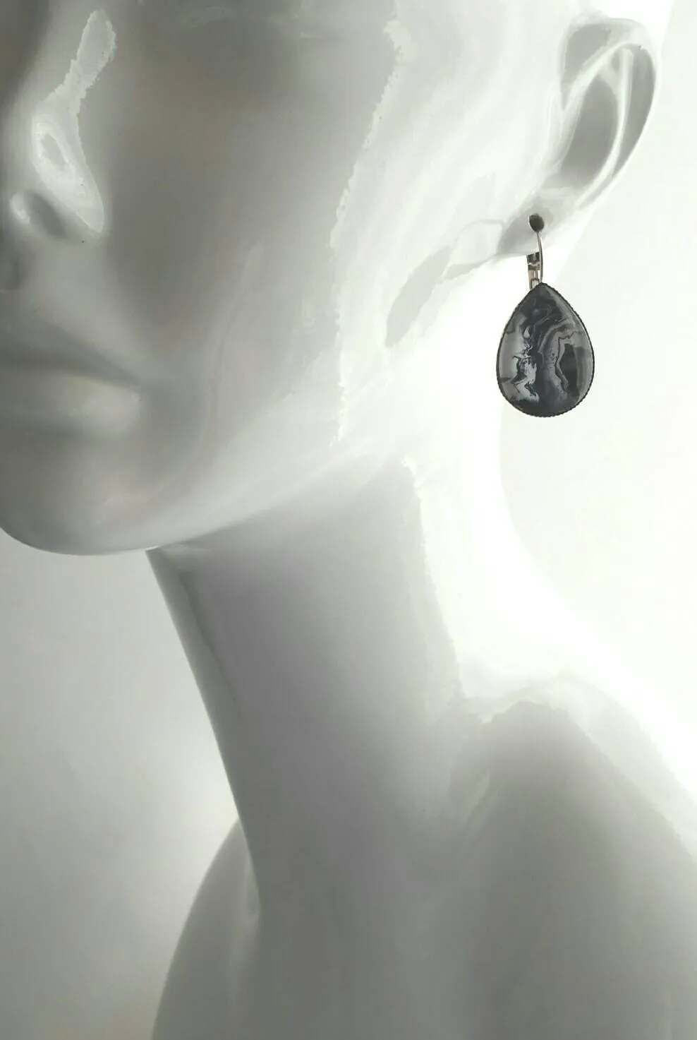 Peacock Earrings, feather earrings, silver earrings, statement earrings bright color teal lever back earrings hypoallergenic stainless steel
