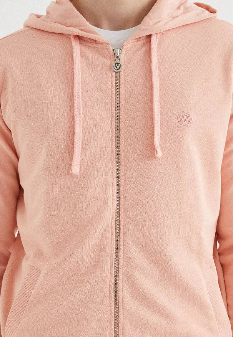 Pembe Fermuarlı Kapüşonlu Pamuklu Regular Fit Erkek Sweatshirt CORE ZIP HOODIE