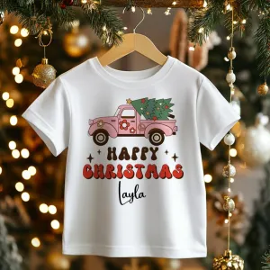 Personalised Christmas Retro Truck Toddler & Kids T Shirt